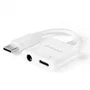 Nanocable Adaptador de Audio USB-C Macho a Jack 3.5 Hembra y USB-C Hembra PD 60W, Blanco